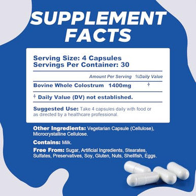 Peakvigor Organic Bovine Colostrum CapsulesImmune Support En1332Ss