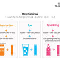 Teazen 2 Flavor 40 stick Variety Pack Pink Grapefruit Hibiscus and Green Tea Powdered Drink Mix (20 Sticks 3.52oz) and Kombucha Lemon Flavor Powdered Drink Mix (20 Sticks 3.52oz)