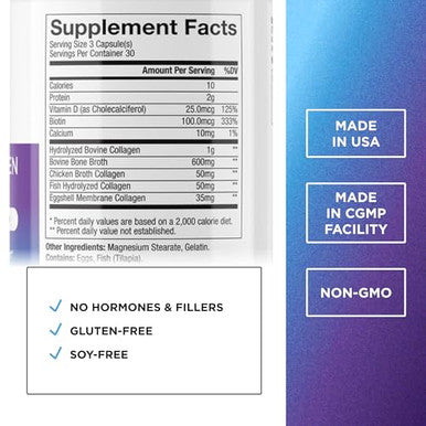 Dr. Emil Nutrition Multi Collagen - Hydrolyzed Collagen Supplement - Types I Ii Iii V & X - Hair Skin Nails & Joint Support - Non-Gmo & Dairy-Free 90 Capsules