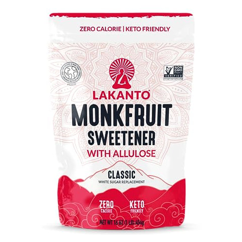 Lakanto Classic Monk Fruit Sweetener with Allulose 1 lb and ChagaRoot MycoProtein Mushroom Protein Powder Chocolate 1.76 lb