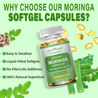 Hzzyplant Moringa Softgel Capsules Made With Pure Moringa Oleifera Leaf Green Superfood High Absorption Than Moringa Powder Capsules For Energy Immunity & Joint HealthVeganNon Gmo2 Month Supply