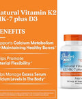 DoctorS Best Natural Vitamin K2 Mk7 Plus D3 Vit D3 And K2 Mk7 Supplement For Men and Women Supports Tissue Artery and Bone Health NonGmo Gluten Soy Vegetarian 60 Veg Caps