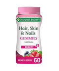 Nature's Bounty Hair Skin And Nails Gummies With Collagen And Biotin - Zinc - Copper - 60 Count (Pack Of 1)