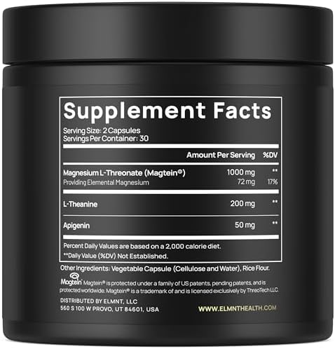 Triple Sleep Magnesium LThreonate W. Apigenin Theanine and Magtein Magnesium L Threonate High Absorption Magnesium Supplement Capsules For Men And Women Magnesium Powder Pills