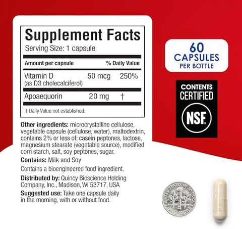 Prevagen Extra Strength 60 Capsules (2 Month Supply) Formulated For Your Brain 20Mg Of Apoaequorin Plus Vitamin D3 With 7Day Pill Minder