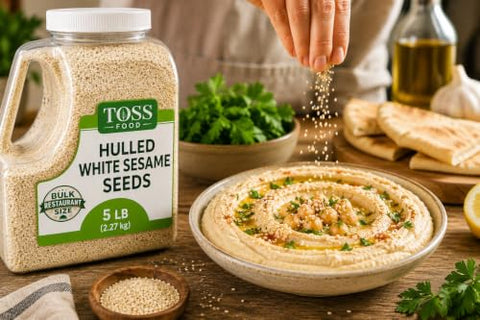 TOSS Hulled White Sesame Seeds, 5 LB Bulk Resealable Jar ÃƒÂ¢Ã¢â€šÂ¬Ã¢â‚¬Å“ Premium Baking & Cooking Ingredient with Nutty Flavor