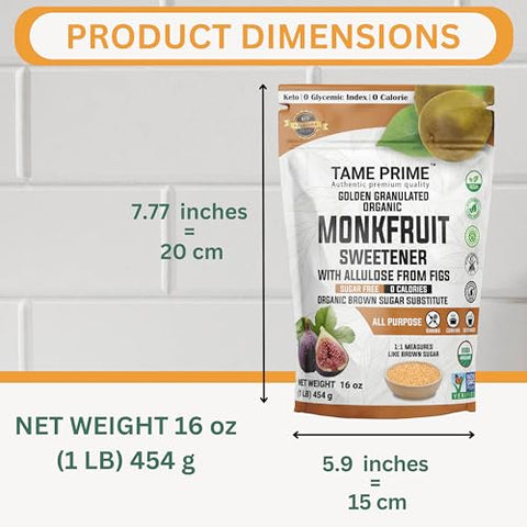 Organic monkfruit with allulose from figs white 1 LB and brown 1 LB