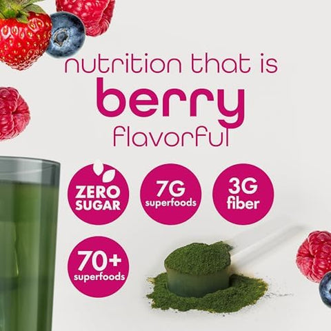 Zena Nutrition Organic Supergreens Greens Powder 70+ Superfoods Mixed Berry 30 Servings + Bovine Colostrum & Collagen Powder Supplement Supports Immunity Digestion Hair Beauty