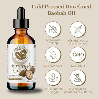 Bella Terra Oils - Baobab Oil 16Oz - The Ultimate Choice For Skin Hydration A Symphony Of Amino Acids & Essential Minerals For Your Skin