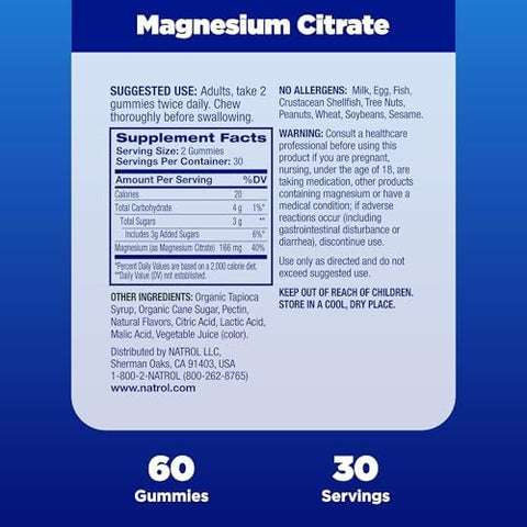 Natrol Magnesium Citrate High Absorption Magnesium Supplement For Mood And Stress Helps Calm The Mind And Relax The Body 60 RaspberryFlavored Gummies Up To A 30 Day Supply