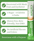 Carbon Sweeteners Monk Fruit Sweetener With Erythritol, White Sugar Substitute From Monk Fruit Extract, Classic White Sugar Replacement for Baking, Coffee & Tea, Gluten Free, Low Carb, Non GMO, Keto, 60 Count (Pack of 1)