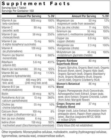 Rainbow Light Womens One High-Potency Daily Multivitamin, Womens Multivitamin Provides High-Potency Immune Support, With Vitamin C, Biotin And Ashwagandha, Vegetarian, 150 Count