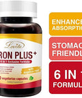 Lovita Iron 18 Mg, 6 In 1 Iron Supplement For Women, Vitamin C, Dong Quai & B12, Vegan Vitamin To Support Red Blood Cell Production Without Constipation, 120 Capsules
