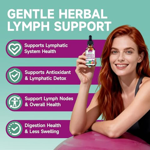 Lamginy Liposomal Lymphatic Drainage Drops 9-In-1 Lymphatic Drainage Supplements For Detox & Cleanse With Echinacea Dandelion Elderberry Burdock Root & Cleavers Immune & Lymph System Support 2 Fl Oz