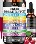 Zinc Quercetin Vitamin C D3 Liquid Immune Support With Vitamin A K2 Echinacea Chlorophyll And Elderberry - 9In1 Immune Defense Drops Complex For Immunity Health Respiratory Health - 60 Servings