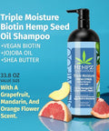 Hempz Biotin Hair Shampoo - Sweet Pineapple & Honey Melon - For Thin/Fine Hair Growth & Strengthening Of Dry Damaged And Color Treated Hair Hydrating Softening Moisturizing - 33.8 Fl Oz
