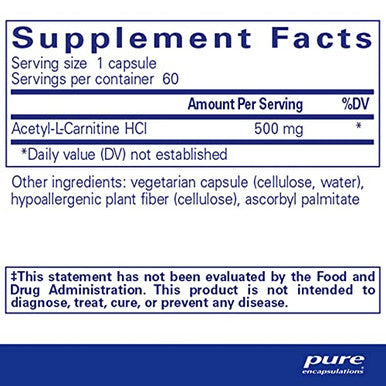 Pure Encapsulations AcetylLCarnitine 500 mg 60 vcaps