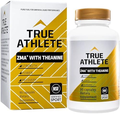 True Athlete Zma With Theanine â€“ Supports Muscle Recovery Strength & Sleep â€“ Zinc Magnesium Vitamin B6 & Theanine Formula For Relaxation & Performance (90 Capsules)