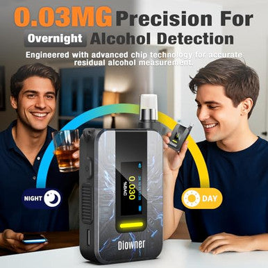 Diowner Rechargeable Breathalyzer 2026 Upgrade Breathalyzer With Lcd Digital Display & 10 Reusable Personal Mouthpieces Portable Alcohol Breathalyzer Tester With Advanced Sensor For Car/Home Use (Gray)