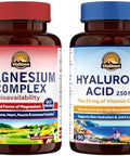 Vitalitown Magnesium + Hyaluronic Acid Bundle Magnesium Complex (Item 1) and Hyaluronic Acid Plus Vitamin C (Item 2) 120 Magnesium Capsules and 90 Hyaluronic Acid Capsules