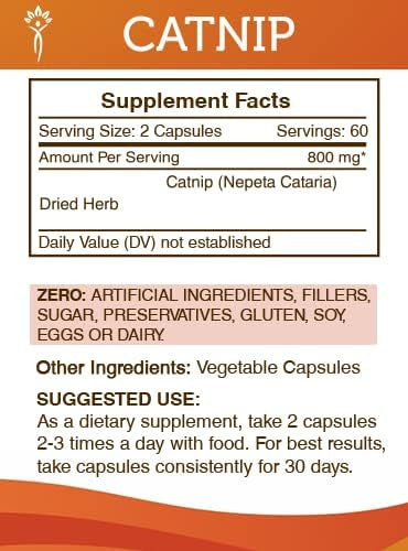 Secrets of the Tribe Catnip 120 Capsules, 800 mg, Catnip (Nepeta Cataria) Dried Herb (120 Capsules)