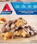 Atkins Caramel Chocolate Nut Roll Snack Bar Protein Snack High In Fiber 2G Sugar 5 Count