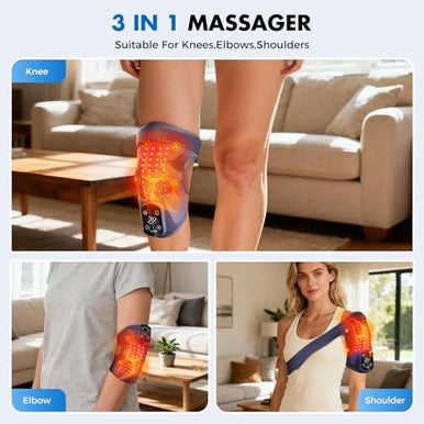 Miula Red Light Therapy & Vibration Massage Knee Brace Wireless Rechargeable With 660Nm&850Nm Light & Heating Function Relief For Knee Joint Elbow & Shoulder Pain Promotes Faster Recovery