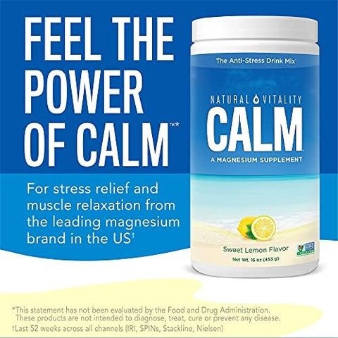 Natural Vitality Sweet Lemon Flavor Magnesium AntiStress Drink Mix 8 Oz