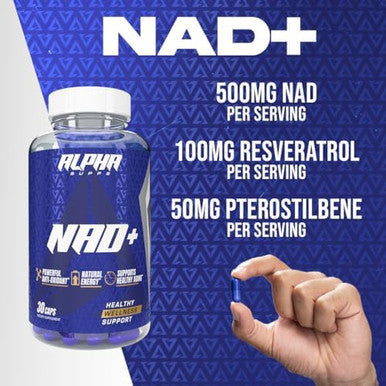 Alpha Supps Nad+ Resveratrol Supplement - Advanced Nad Plus Antioxidant Formula - Supports Cellular Vitality, Healthy Aging, Energy & Longevity - Ideal For Men & Women - 30 Capsules