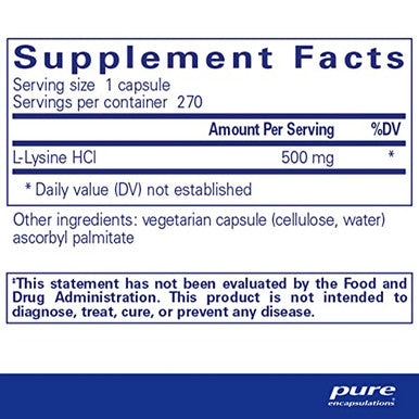 Pure Encapsulations lLysine 270 vcaps