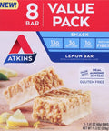 Atkins Lemon Snack Bar Made With Real Almond Butter 1G Sugar Gluten High In Fiber Keto Friendly 8 Count
