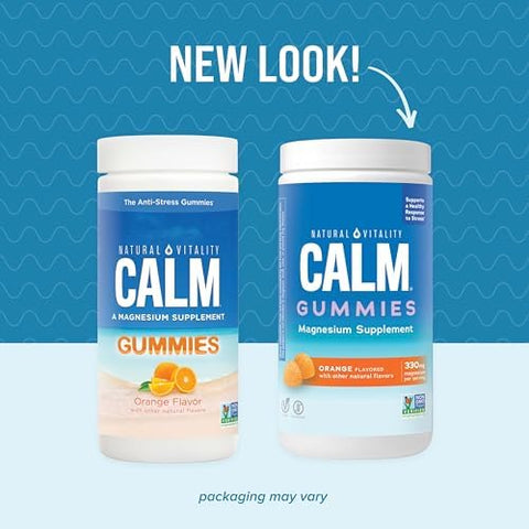 Natural Vitality Calm Magnesium Supplement AntiStress Gummies Vegan GlutenFree Orange Flavor 120 Gummies