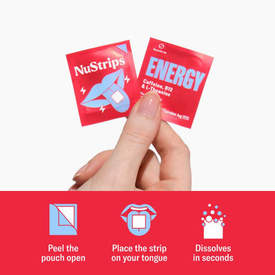 Energy Natural, Instant Energy Strips With 50Mg Caffeine, L-Theanine, Vitamin B12 30 Energy Strips = 30 Energy Drinks 5X Faster Absorption