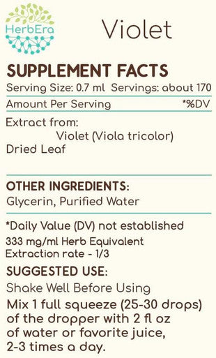 Violet B120 (2pcs) Alcohol-Free Herbal Extract Tincture, Concentrated Liquid Drops Natural Violet (Viola Tricolor) Dried Leaf (2x4 fl oz)