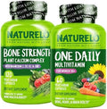 Naturelo One Daily Multivitamin For Women 50+ (Iron) 60 Capsules Calcium Supplement For Bone Strength 120 Capsules Bundle