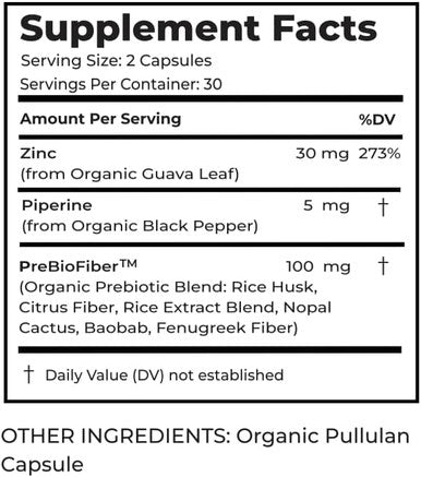 Organic Zinc Supplements 30Mg - For Men And Women - From Organic Guava Leaf - Plant-Based, Gluten-Free, Vegan, Non-Gmo - 60 Capsules - Premium Dietary Supplement By Natural Scientific