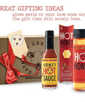 Savannah Bee Company Hot Honey Box Gift Set - Award-Winning Honey Collection - Includes Hot Honey, Sauce, and Fire Sticks - Perfect Gourmet Gift for Spice Lovers