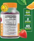 Lifeable Iron & Vitamin C Kids + Zinc 50Mg Gummies Bundle Great Tasting Vitamin Supplement Gluten Gmo Chewable Gummy