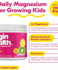 Begin Health Daily Growing Up Magnesium Drink for Kids Real Fruit Magnesium Powder with Electrolytes Prebiotic Fiber Kiwi and Inulin Pink Lemonade Flavor Ages 1+ 56 Servings