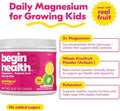 Begin Health Daily Growing Up Magnesium Drink for Kids Real Fruit Magnesium Powder with Electrolytes Prebiotic Fiber Kiwi and Inulin Pink Lemonade Flavor Ages 1+ 56 Servings
