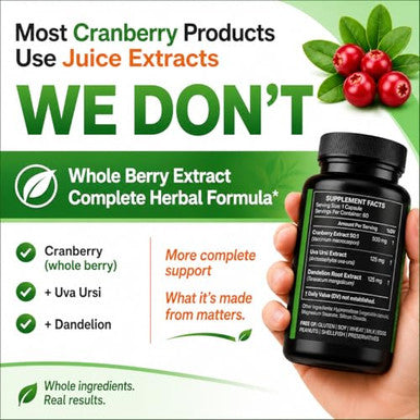 Hcl Herbal Code Labs Cranberry Extract Capsules 50:1 Whole Fruit Concentrate With Dandelion &