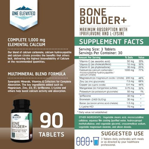 Comprehensive Bone Builder Calcium Supplement. Formulated with Highest Grade Calcium Carbonate/Hydroxyapatite/Citrate Magnesium Zinc D3. Works in Sync for Optimum Bone Health and Bone Strength.