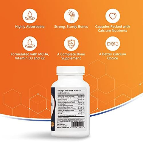 Cardiotabs Bone Essentials With Mcha & Collagen Calcium Supplement W/Calcium Hydroxyapatite For High Absorption Bone Density And Heart Supplement W/Vitamins Minerals & Proteins 120 Capsules