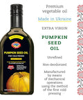 Pumpkin Seed Oil 11.83 OZ - Pure Extra Virgin Unrefined Cold Pressed Vegetable Oil for Cooking