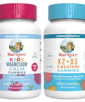 Maryruth'S Kids Magnesium Calm Gummies (Hibiscus) & Vitamin K2 D3 Gummies (Peach Mango & Apricot) No Gelatin Vitamins For Sleep Bone Support & Overall Health Vegan Non-Gmo Gluten Free