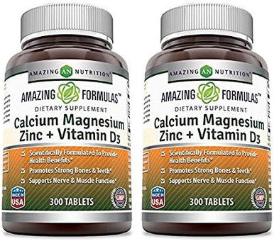 Amazing Formulas Calcium Magnesium Zinc + D3 Supplement 150 Tablets Non-Gmo Gluten- Made In Usa
