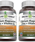 Amazing Formulas Calcium Magnesium Zinc + Vitamin D3 Supplement 500 Tablets Non-Gmo Gluten- Made In Usa