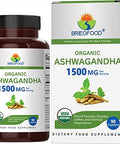 Brieofood Organic Ashwagandha 1500Mg, 45 Servings, Vegetarian, Gluten , 90 Vegetarian Tablets