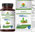 Brieofood Organic Ashwagandha 1500Mg, 45 Servings, Vegetarian, Gluten , 90 Vegetarian Tablets