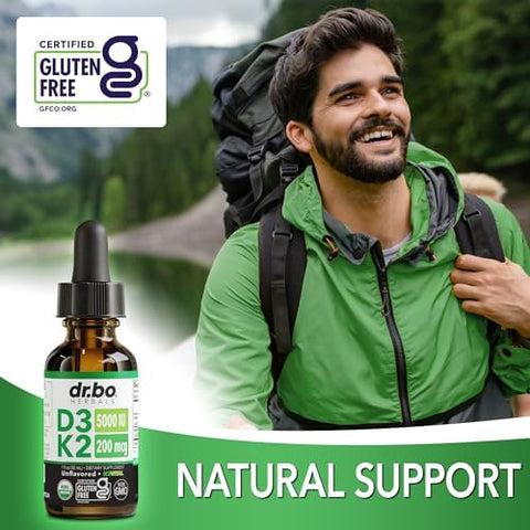 Vitamin D3 K2 Liquid Drops Organic D3K2 Vitamin D3 K2 Drops Liquid Supplement MCT Oil for Adults and Kids Calcium Absorption Strong Bones Vit D and K 5000 IU Supplements Vitamins D + K MK7 1 Fl Oz